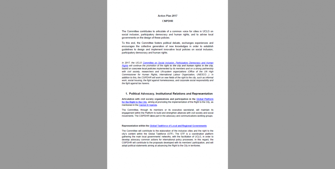 2017 Action Plan (UCLG-CSIPDHR) 