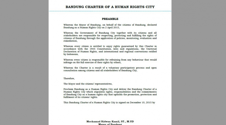 Bandung Charter of a Human Rights City (2015)
